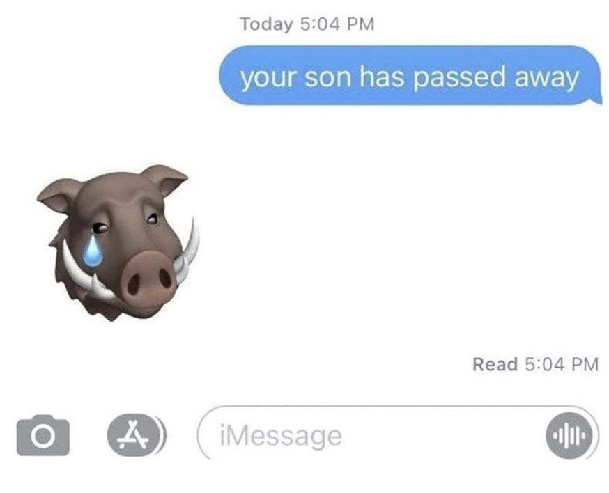 Today 5:04 your son has passed away Read 5:04 essage