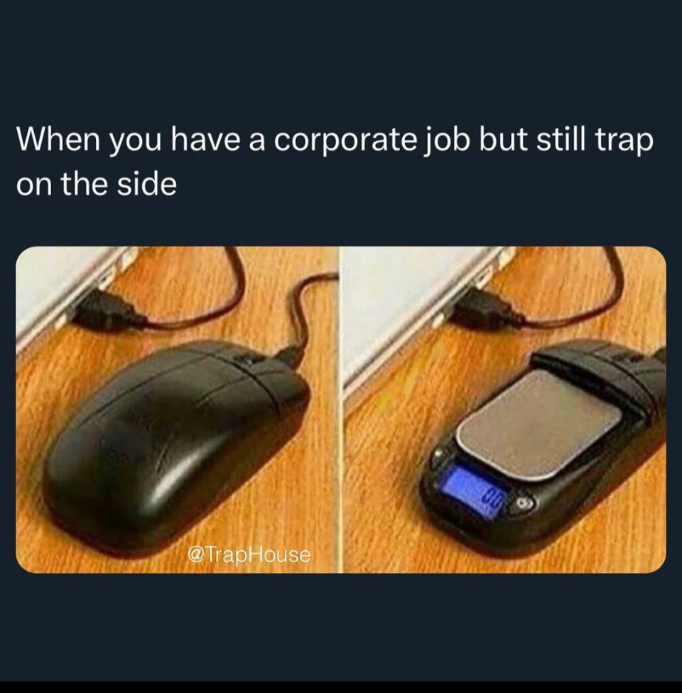 When you have a corporate job but still trap on the side @TrapHouse