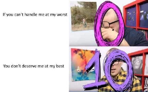 If you can't handle me at my worst 4 You don't deserve me at my best a