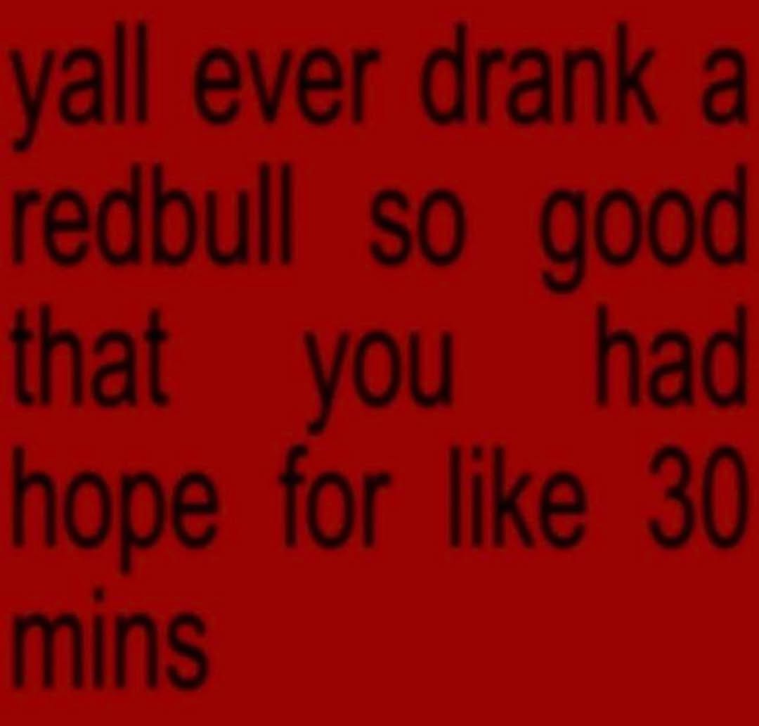 yall ever drank а redbull so good that you had hope for like 30 mins