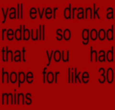 yall ever drank а redbull so good that you had hope for like 30 mins