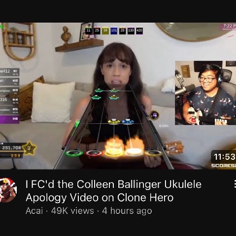 к 251,708 558 11:53 SCORES: FC'd the Colleen Ballinger Ukulele 3 Apology Video on Clone Hero Аса! views 4 hours ago