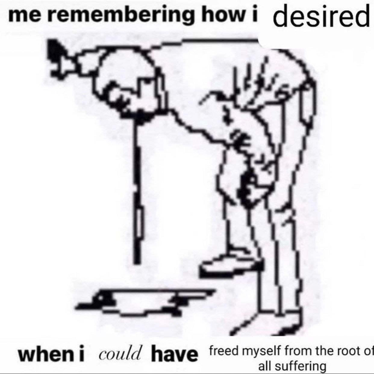 me remembering howi desired cou/d have freed myself from the root all suffering