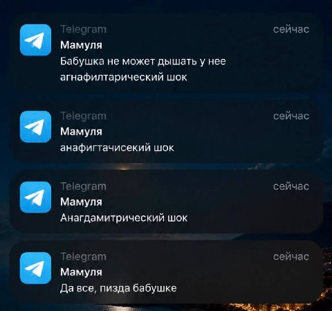 сейчас я Мамуля Бабушка не может дышать у нее агнафилтарический шок сейчас Мамуля анафигтачисекий шок Telegram сейчас Мамуля Анагдамитрический шок Telegram сейчас Мамуля Да все, пизда бабушке