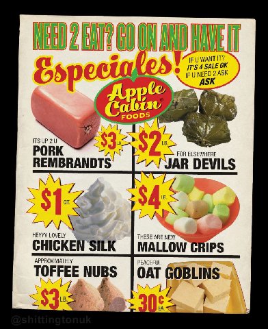 у UWANT IT? ASK РОВК $2 FOR ELSEWHERE REMBRANDTS JAR DEVILS CHICKEN SILK MALLOW CRIPS TOFFEE NUBS OAT GOBLINS.» лай 4 3063 А