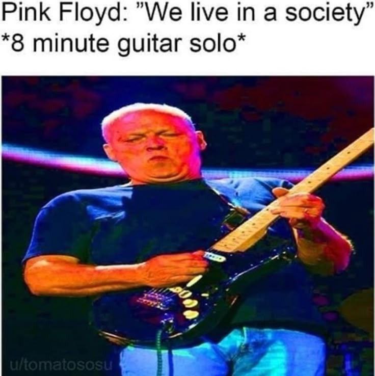 Pink Floyd: "We live in a society” *8 minute guitar solo*