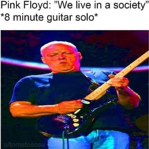 Pink Floyd: "We live in a society” *8 minute guitar solo*
