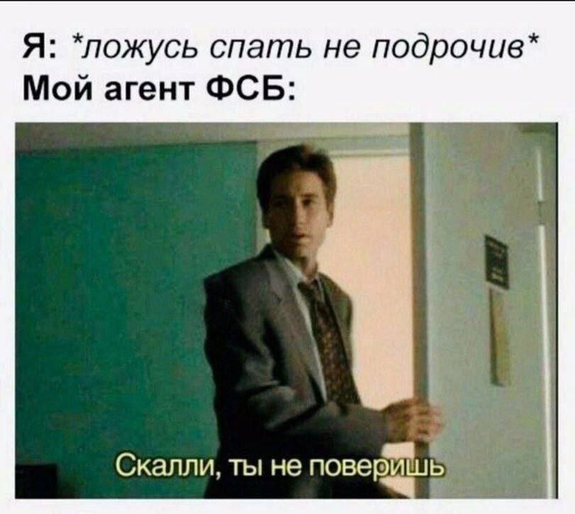 Я: *ложусь спать не подрочив* Мой агент OCB: Скалли, ты не