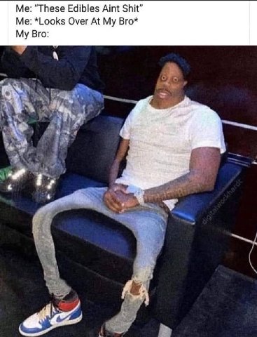 Me: “These Edibles Aint Shit” Me: *Looks Over At My Bro* My Bro: