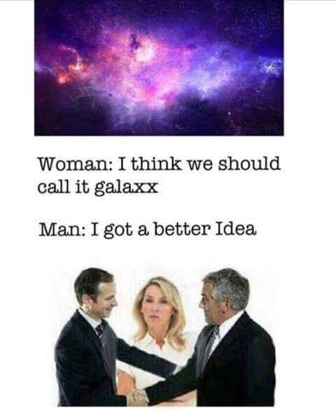 Woman: I think we should call it galaxx Man: I got a better Idea