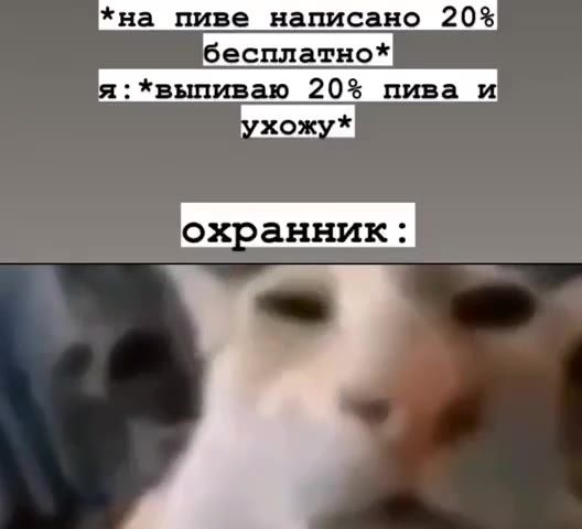 *на пиве написано 20% бесплатно* я:*выпиваю 20% пива и охранник: