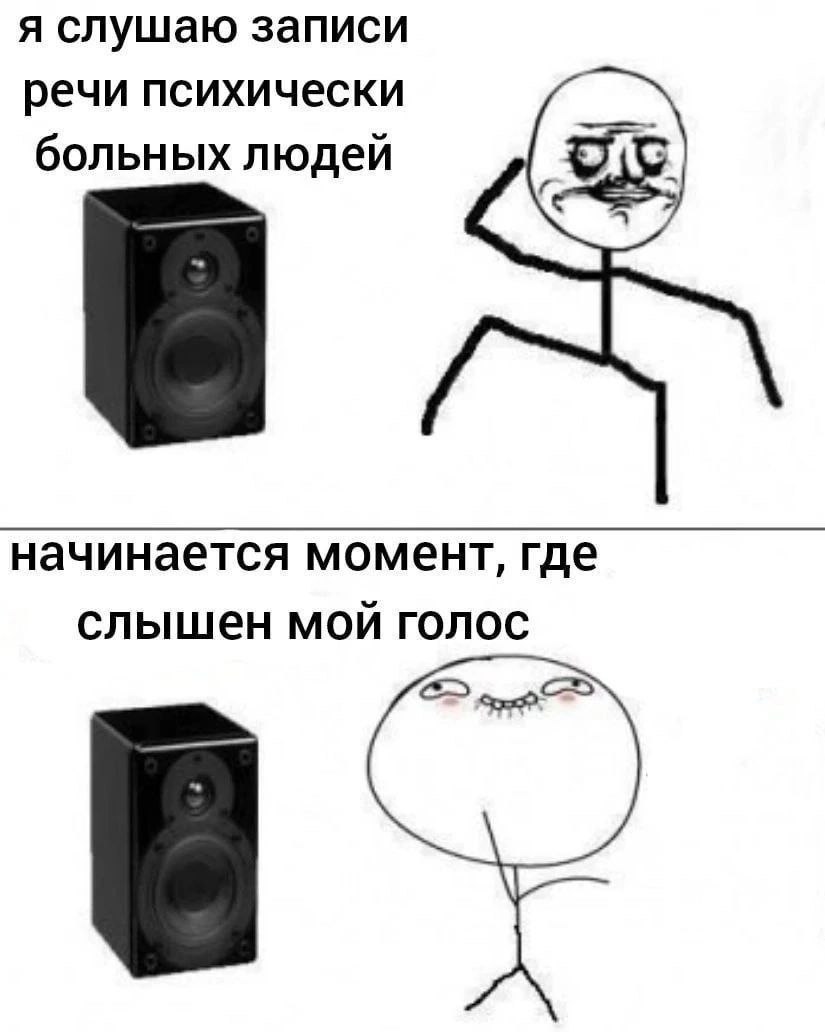 я слушаю записи речи психически больных людей начинается момент, где слышен мой голос В