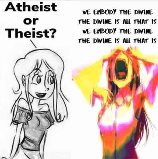 Atheist WE EMBODY THE DIVINE or THE DIVINE 15 ALL THAT 15 Theist? WE EMBODY THE DIVINE THE DIVINE 5 THAT 15