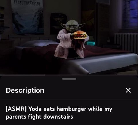 [ASMR] Yoda eats hamburger while my parents fight downstairs