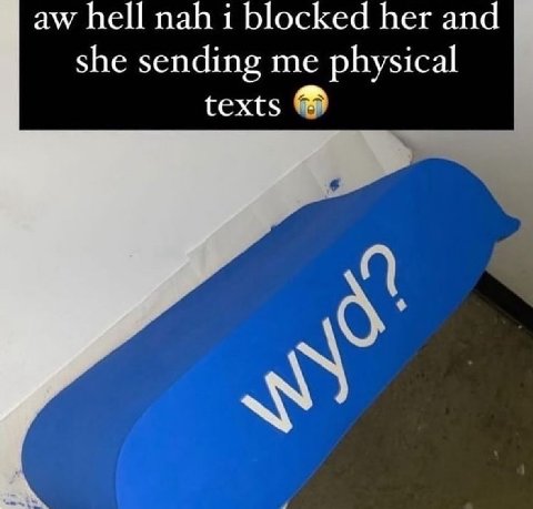 hell nah i blocked her and she sending me physical texts