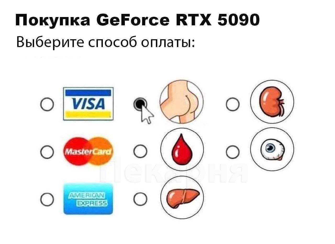 Покупка GeForce ВТХ 5090 Выберите способ оплаты: О