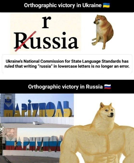 Ukraine’s National Commission for State Language Standards has ruled that writing “russia” in lowercase letters is no longer an error. Orthographic victory in Russia