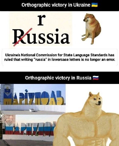 Ukraine’s National Commission for State Language Standards has ruled that writing “russia” in lowercase letters is no longer an error. Orthographic victory in Russia