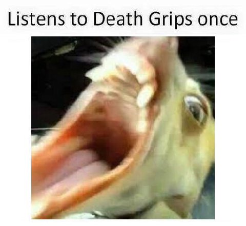 Listens to Death Grips once