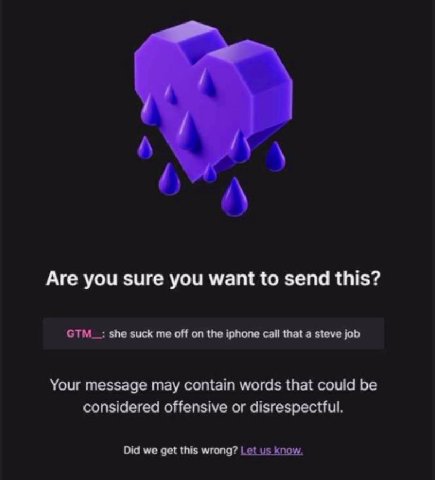 А Are you sure you want to send this? СТМ__: she suck me off on the iphone that a steve job Your message may contain words that could be considered offensive or disrespectful. Did we get this wrong? L