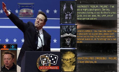 >AUTHORITY [MEDIUM FAILURE] That We was a mighty good speech, Elon boy, everyone's looking at you like they're proud Quick, a cool pose, like, uhhh, one of those german soldiers Я we <ЕМС the Yay hat 