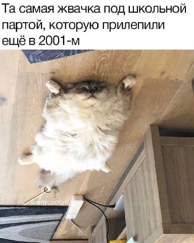 самая жвачка под школьной партой, которую прилепили ещё в