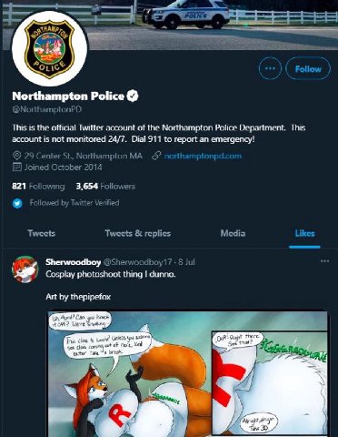 МАМА», Follow Northampton Police @NorthamptonPD This is the official Twitter account of the Northampton Police Department. This account is not monitored 24/7. Dial 911 to report an emergency! Northamp