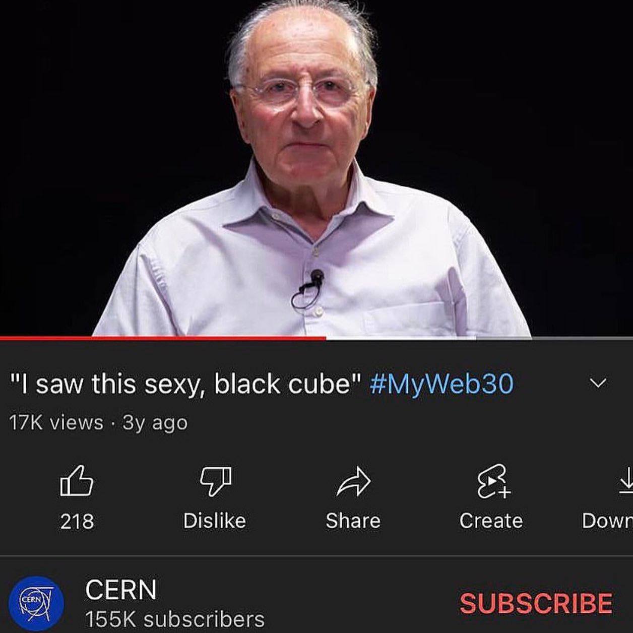 А saw this sexy, black сибе" #MyWeb30 views ago A 218 Dislike Share Create Dowr CERN subscribers SUBSCRIBE