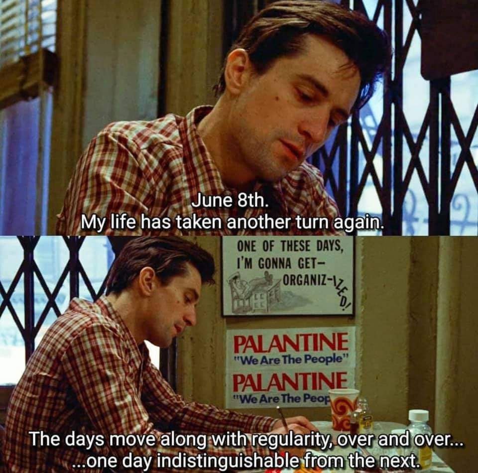1 у А A ‘A June A. My life has taken another turn The days move along with-regularity, over ...опе day indistinguishable Тот the пех.