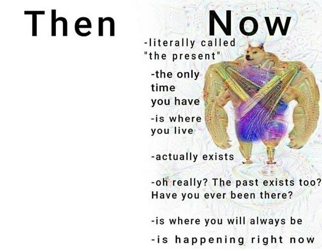 Треп Now -literally called "the present" 75 -the only time you have -is where you live -actually exists really? The past exists too? Have you ever been there? -is where you will always be -is happenin