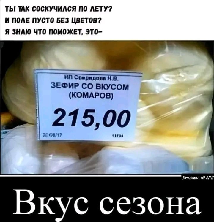 ТЫ ТАК СОСКУЧИЛСЯ ПО ЛЕТУ? И ПОЛЕ ПУСТО БЕЗ ЦВЕТОВ? Я ЗНАЮ ЧТО ПОМОЖЕТ, 3TO- (КОМАРОВ) 215,00 tiroe ДемотиватоР AMY Вкус сезона