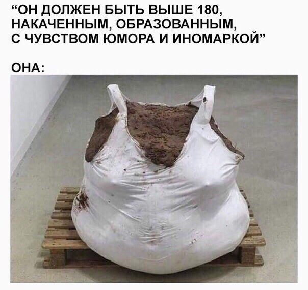 “ОН ДОЛЖЕН БЫТЬ ВЫШЕ 180, НАКАЧЕННЫМ, ОБРАЗОВАННЫМ, С ЧУВСТВОМ ЮМОРА И ИНОМАРКОЙ” ОНА:
