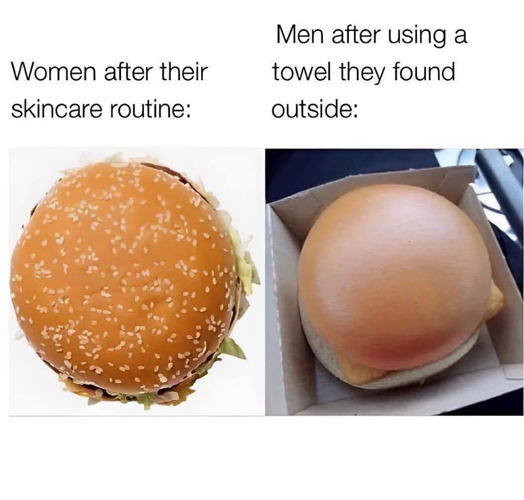 Men after using а Women after their towel they found skincare routine: outside: 7 An