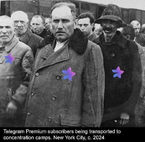 Telegram Premium subscribers being transported to concentration camps. New York City, 2024