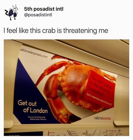 posadist intl feel like this crab is threatening me я