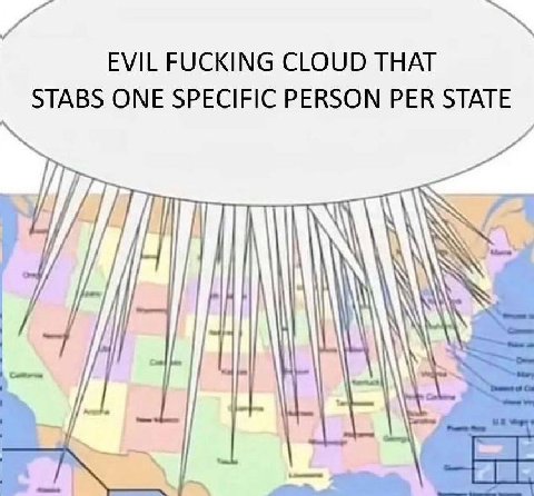 STABS ONE SPECIFIC PERSON PER STATE EVIL FUCKING CLOUD THAT