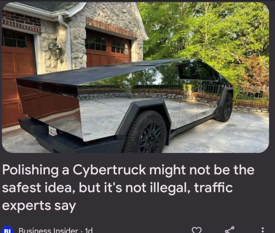 в Polishing а Cybertruck might not be the safest idea, but it's not illegal, traffic experts say Riicinace 3
