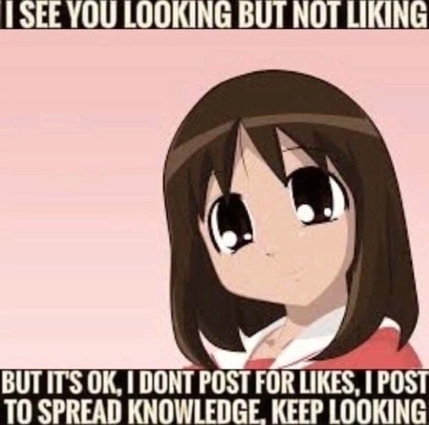 TSEE YOU LOOKING BUT NOT LIKING my IT'S DONT POST FOR LIKES, POS TO SPREAD KNOWLEDGE. KEEP LOOKING