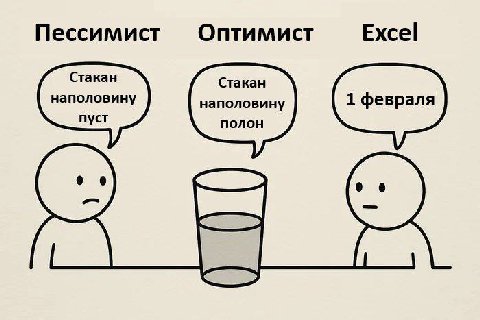 Пессимист Оптимист Excel Стакан Стакан наполовину наполовину 1 февраля пуст полон