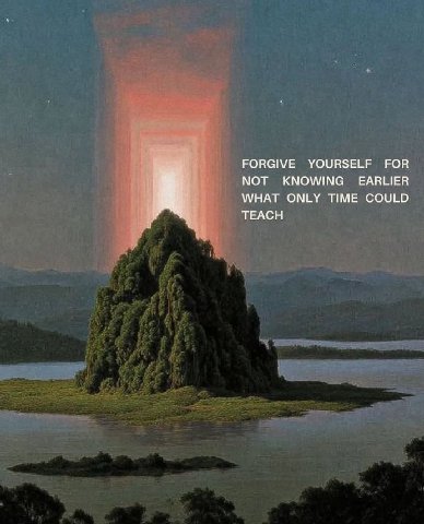 FORGIVE YOURSELF FOR NOT KNOWING EARLIER WHAT ONLY TIME COULD ТЕАСН