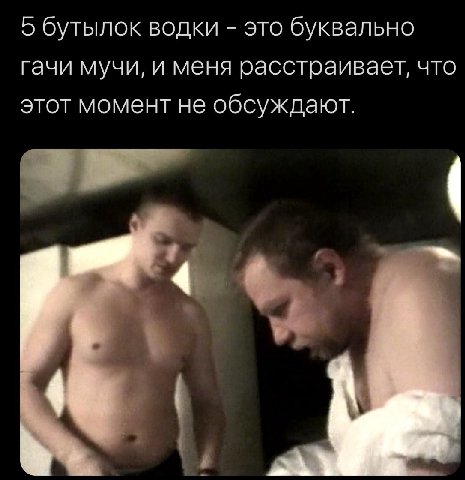 5 бутылок водки это буквально гачи мучи, и меня расстраивает, что этот момент не обсуждают.