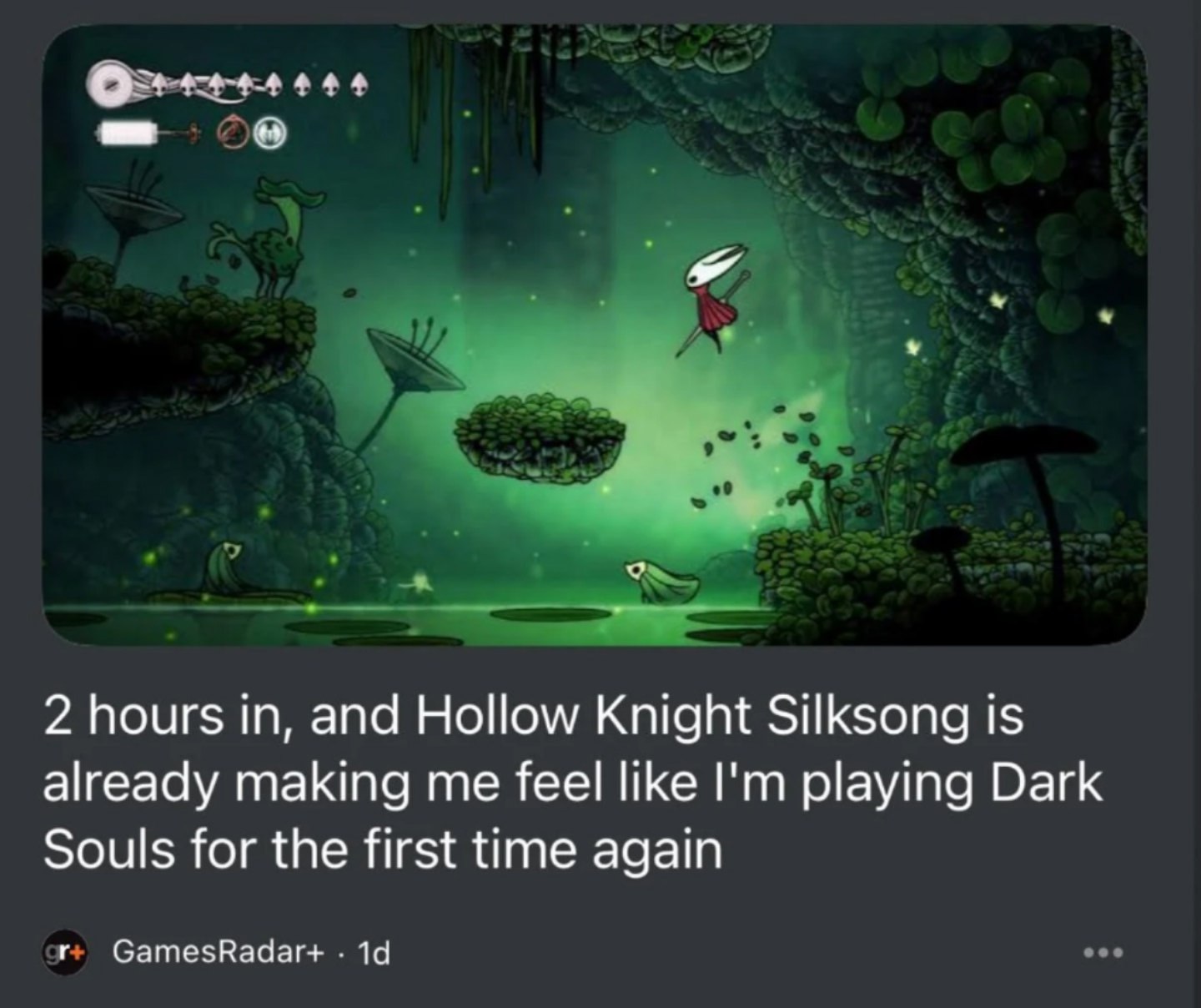 2 hours in, and Hollow Knight Silksong is already making me feel like playing Dark Souls for the first time again GamesRadar+