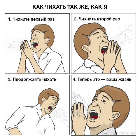 КАК ЧИХАТЬ ТАК ЖЕ, КАК Я 1. Чихните первый раз 2. Чихните второй раз 3. Продолжайте чихать 4. Теперь это ваша жизнь A)