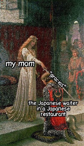 my mom i the Japanese waiter in а restaurant