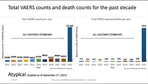 FDA panel voted 16-3 against approving the boosters. This is one of the slides from the meeting. All of those deaths in 2021 are from Post COVID Vaccine Syndrome (pCoVS).

See also: https://t.me/thule