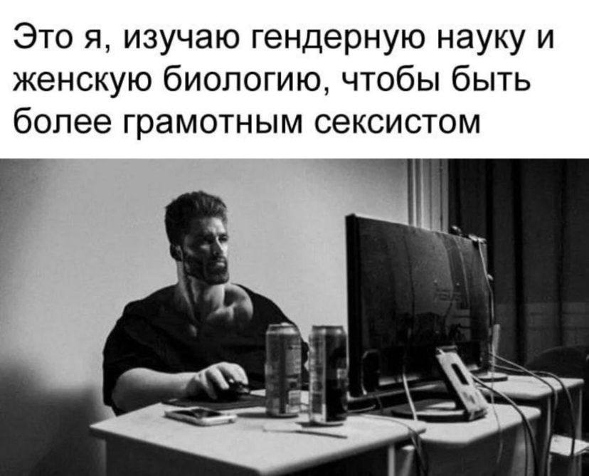 Это я, изучаю гендерную науку и женскую биологию, чтобы быть более грамотным сексистом