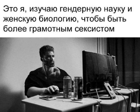 Это я, изучаю гендерную науку и женскую биологию, чтобы быть более грамотным сексистом