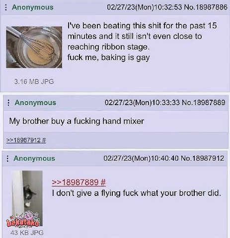 Anonymous 02/27/23(Mon)10:32:53 No.18987886 TESS. I've been beating this shit for the past 15 minutes and it still isn't even close to reaching ribbon stage. Я fuck me, baking is gay 3.16 JPG Anonymou