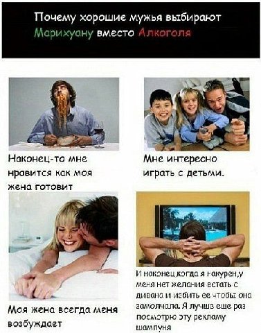 Почему хорошие мужья выбирают Марихуану вместо at AN 3 Наконец-то мне Мне интересно нравится как моя играть с детьми. жена готовит 14 №5 И наконец когда я накурен у нет желания встать с дивана и избит