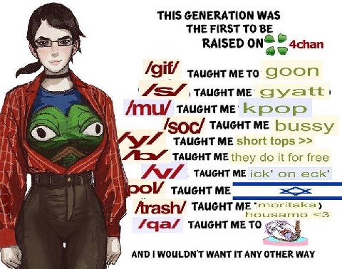 THIS GENERATION WAS А>. THE FIRST TO BE RAISED ON /git/ TAUGHT МЕТО 1 TAUGHT a) AMU/ TAUGHT ME ME short tops TAUGHT ME they it for free An TAUGHT ME ick! еск' TAUGHT ME TO AND WOULDN'T WANT IT ANY OTH